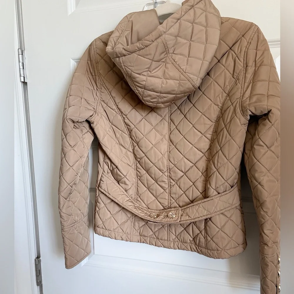 Calvin Klein Quilted hooded jacket tan/neutral size x-small